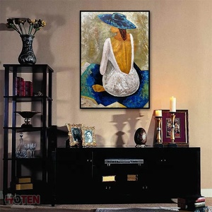 <span class=keywords><strong>Peinture</strong></span> à l'huile <span class=keywords><strong>abstraite</strong></span> faite à la main sur toile, <span class=keywords><strong>femme</strong></span> sexy en robe rouge, chapeau tenant un couteau, <span class=keywords><strong>corps</strong></span> chaud, <span class=keywords><strong>femme</strong></span>, taille personnalisée, à des fins décoratives - Product Image 3