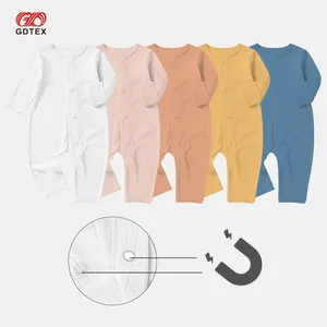 Custom Bamboo fiber Magnetic Baby Footie Infant Baby Boys' Girls' Magnetic Bamboo Clothing toddler onesies Baby Romper Pajamas