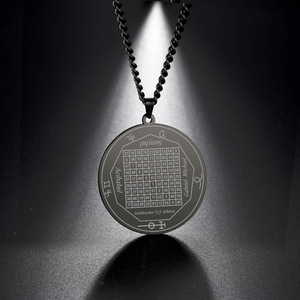 Collares de acero inoxidable para hombres, 7 argollas, colgante de sigilo, collares de sigilo, amuleto mágico de protección, talismán - Product Image 2