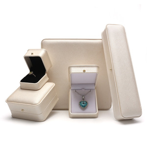 New Arrival Luxury Custom Pu <b>Leather</b> Jewelry Gift Box Cross Pattern <b>Bracelet</b> Ring Necklace Jewelry Packaging Gift Box - Product Image 2