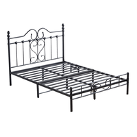 Cadre de lit en métal robuste avec lattes, noir mat, pour la maison, sans sommier, montage facile, durable pour hôtel, appartement, chambre à coucher