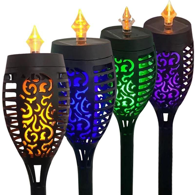 Hot-Selling Outdoor LED Flame Solar Torch Lamp Intelligent Light Control Induction Street Lights for Garden