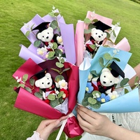 Hadiah Wisuda Buket Boneka Beruang Berbulu Model Mainan Plush Kreatif 243 untuk Ulang Tahun Anak Perempuan Musim Wisuda Teman Sekelas Buatan Tangan
