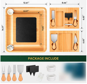 畅销耐用手工制作大号竹制熟食板奶酪拼盘带2个抽屉 - Product Image 2