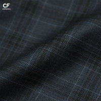 Tissu à carreaux 100% pure laine finement filée, 246 grammes, bleu et noir mélangés, style rétro britannique, pantalon et veste de costume printemps-automne