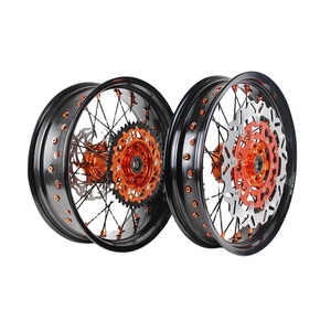Jeu de roues <span class=keywords><strong>KTM</strong></span> <span class=keywords><strong>EXC</strong></span> 2010-2021 de 18 pouces, moyeux CNC en aluminium billette orange, rayons noirs, pièces de jantes de course pour motocross, <span class=keywords><strong>enduro</strong></span> et dirt bike - Product Image 1