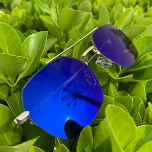 Lunette photochromic anti refflet asli bulat setengah bingkai logam emas lunettes photochromic anti uv400 biru blok kacamata