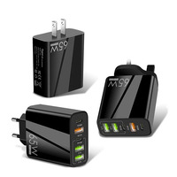 Pengisi Daya Cepat 65W Listrik 3 USB + 2 USB-C PD dengan Proteksi OTP dan OVP untuk Ponsel