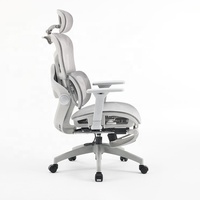 Chaises de bureau ergonomiques de luxe modernes en plastique gris à dossier haut, réglables, avec accoudoirs 3D