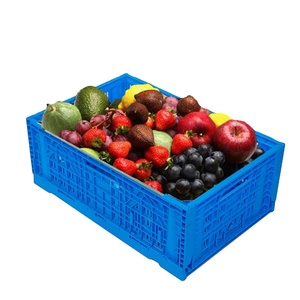 600*400*220mm Storage Fruit Foldable Vegetable Egg Transport Basket Bins Supermarket Collapsible Hard Plastic Space Mesh Crate