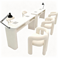 Ensemble table et chaise de salon de manucure de luxe transfrontalier, style crème, avec prise pour aspirateur, table de manucure en marbre très tendance