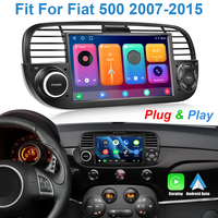 Autoradio Android 15 de 7 pouces avec écran IPS, Carplay, GPS pour Fiat 500 2007-2015