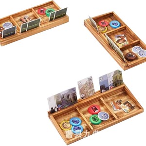Expositor de cartas de madera con almacenamiento de fichas, organizador de juegos de mesa de madera maciza para póquer y juegos de mesa - Product Image 1