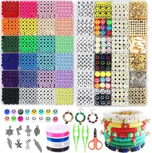 7200pcs Polymer Clay Beads Set 24 Colors Clay Round Disc Spacer Heishi Beads for Jewelry Bracelets Necklace Making