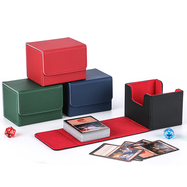 Deck Case Holders PU Leather Double-Sleeved Cards Trading Card Storage Box for Tarot Poke Mons TCG Anime CCG PTCG