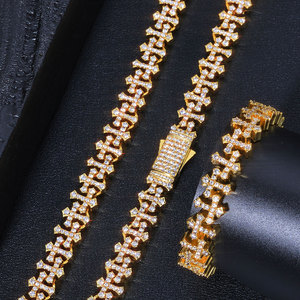 European American Hip-hop Style <b>Copper</b> Alloy Inlaid Zircon Claw Setting 11.5MM Cross Bracelet Light Luxury Versatile - Product Image 3