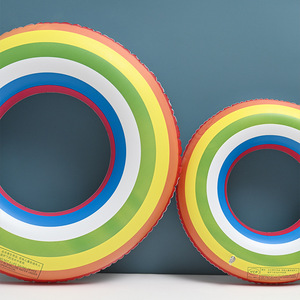 Rainbow Inflatable Swimming <b>Ring</b> For Children 60-100cm Thickened Double Layer Play Equipment - Product Image 2