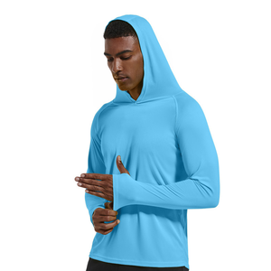 <span class=keywords><strong>T</strong></span>-<span class=keywords><strong>shirt</strong></span> a maniche lunghe <span class=keywords><strong>con</strong></span> <span class=keywords><strong>cappuccio</strong></span> da uomo, personalizzata, stampata, ad asciugatura rapida, in poliestere a maglia, anti-UV, sportiva, per pesca e attività all'aperto - Product Image 1