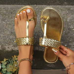 Vendita <span class=keywords><strong>Online</strong></span> JY111 nuovo design infradito oro 36-43 pantofole <span class=keywords><strong>sandali</strong></span> piatti vendite dirette della fabbrica - Product Image 1