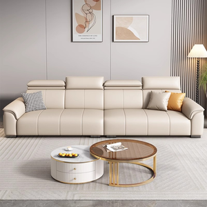 Canapé Minimaliste en Cuir Véritable pour Salon Moderne, Appuie-tête Réglable, Confort Ergonomique, 3 Places, Vente en Gros, Personnalisable - Product Image 3