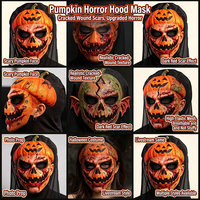 Masque de Halloween 3D en maille avec visage de citrouille fantôme, cagoule de déguisement, cache-visage pour fête et farces