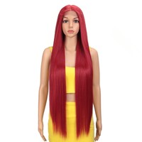 Kualitas Ramping Grosir Murah Warna Biru Mode Tahan Panas Panjang Lurus Pirang Ombre Renda Depan Wig Rambut Sintetis Wig