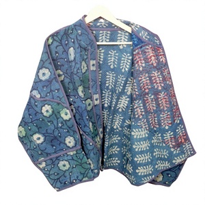 Wholesale Indian Hand Quilted 100% Cotton Kantha <b>Jacket</b> <b>Vintage</b> Mandarin Collar Breathable Eco-Friendly <b>Jackets</b> For Winters - Product Image 1