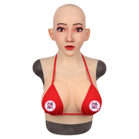 Masque de tête en silicone jeune fille visage seins pour homme à femme avec faux seins pour travesti transexuelle transgenre crosscommode