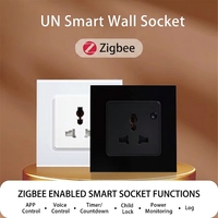Prise murale intelligente SLS Zigbee Tuya, type universel 86x86mm, 16A, simple, panneau en verre, prise électrique