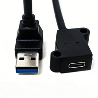 Câble d'extension USB 3.0 Type A mâle vers USB-C femelle à angle de 90 degrés personnalisable avec trous de montage sur panneau