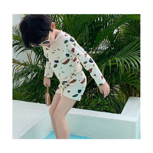 Vendita calda ragazzi costumi da bagno 2 pezzi moda mare crema solare a maniche lunghe costume da bagno <span class=keywords><strong>per</strong></span> i <span class=keywords><strong>bambini</strong></span> - Product Image 2