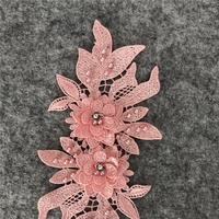 Patches Broderie 3d Fleur Dentelle Applique Avec Pierres et Perles LT2428A