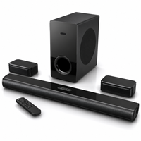 Sistem Audio Home Theater Lengkap All Round Surround, Sound Bar Bertenaga Tegangan Lebar dengan Subwoofer dan Kit Speaker Surround Dual