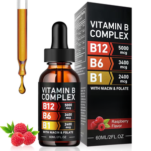Gotas Líquidas Orales de Complejo Vitamínico B Halal Orgánico de Marca Privada, B1, B6, B12 y Zinc para el Apoyo de la Tiroides, a Base de Plantas, para la Salud Femenina - Product Image 1