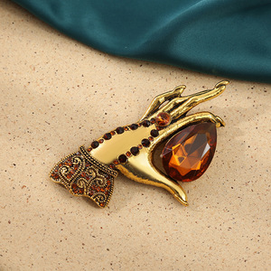 Broche Vintage con Mano de Buda, Elegante, con Diamantes, para Hombre y Mujer, Accesorio de Ropa, Regalo - Product Image 1