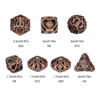 Jeu de dés polyédriques en métal pour RPG, 7 pièces, avec logo personnalisé, pour Dungeons and Dragons, avec boîte métallique, design creux argent et or