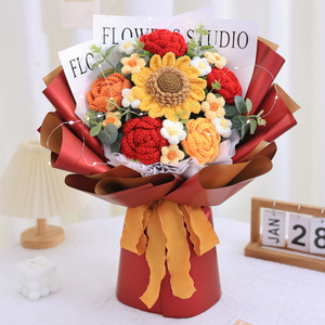 Ramo Grande de Flores de Crochet Hechas a Mano 2026, Rosas y Convallarias, Nuevo Diseño Creativo de Lana y Algodón, Regalos de Boda y Cumpleaños, Flores Artificiales - Product Image 6