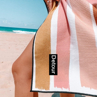 RECYCLED SAND FREE XL Striped Microfiber Waffle Beach Towel Double Sided Custom Design Quick-Dry All-Season Brand Custom