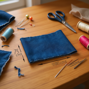 Accessorio in tessuto denim twill ILAN 100x75cm blu per artigianato e cucito - Product Image 2