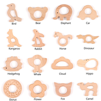 AsVrai U 1/3/10 pièces Jouets de dentition en bois en forme d'animaux, de cœurs, d'étoiles, de voitures et de navires, sûrs pour la mastication, perles en bois naturel pour le bricolage