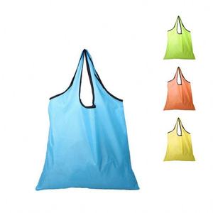 Eco-Friendly Reusable <b>Foldable</b> Polyester RPET <b>Shopping</b> <b>Bag</b> Pouch Screen Printed Letter Shoulder Strap for Supermarket Grocery - Product Image 1