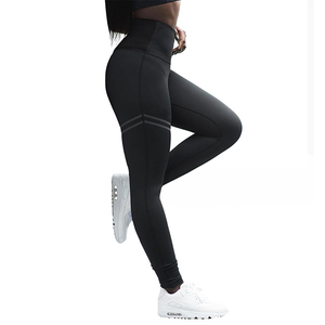Women's High Waist Activewear <b>Leggings</b> Full Coverage Solid <b>Pattern</b> Elastic Waistband Custom Skin-Friendly Spandex/Nylon Fabric - Product Image 2