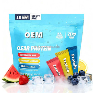 Paquete Variado de 18 Barritas de 22g de Proteína, Sin Azúcar, para el Crecimiento Muscular, Sabores Sandía, Fresa, Limonada, Frambuesa Azul y Polvo Transparente - Product Image 1