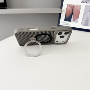 Carbon Fiber Pattern Pc+tpu Metal Bracket Magnetic <b>Charging</b> Mobile Phone <b>case</b> for iphone 17 Pro Max 17Air - Product Image 3