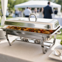 Chariot de buffet pliable en acier inoxydable argenté épaissi, à chauffage à l'alcool et isolation thermique, pour hôtels, vente directe transfrontalière