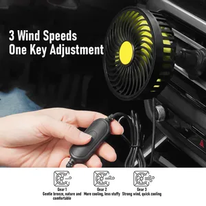 מאוורר רכב <span class=keywords><strong>12V</strong></span> 6 אינץ' עם חיבור USB, סיבוב 360 מעלות, למשענת ראש אחורית ולזרימת אוויר - Product Image 6