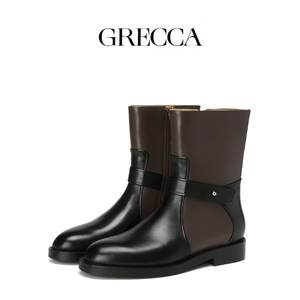 Hợp Thời Trang Mùa Thu Và Mùa Đông Xe Máy Màu Đen Da Khởi Động Tùy Chỉnh Của Phụ Nữ Chính Hãng Da Chính Thức Trượt-On Khởi Động Tùy Chỉnh Biểu Tượng - Product Image 3