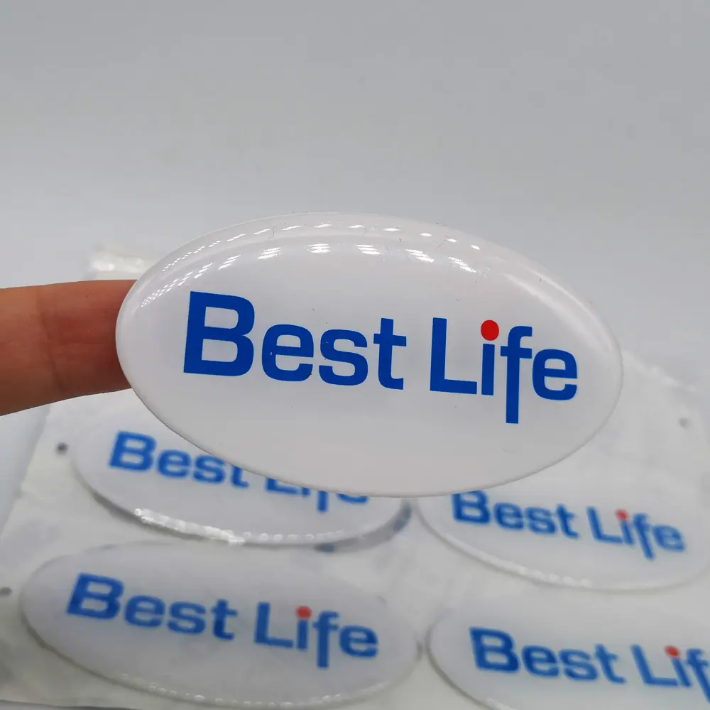 Custom Glossy 3d printing label adhesive transparent domed Resin epoxy sticker