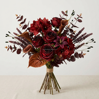 Bunga Sutra Hydrangea Sintetis Baru Buket Merah Mawar Dahlia Buatan Daisy Palsu Gerbera Cosmo Cattleya Freesia untuk Dekorasi Rumah