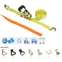Sangles d'arrimage à cliquet personnalisées en polyester de 1,5 pouce avec poignée large en caoutchouc et crochet pivotant, capacité de charge de 1000 daN